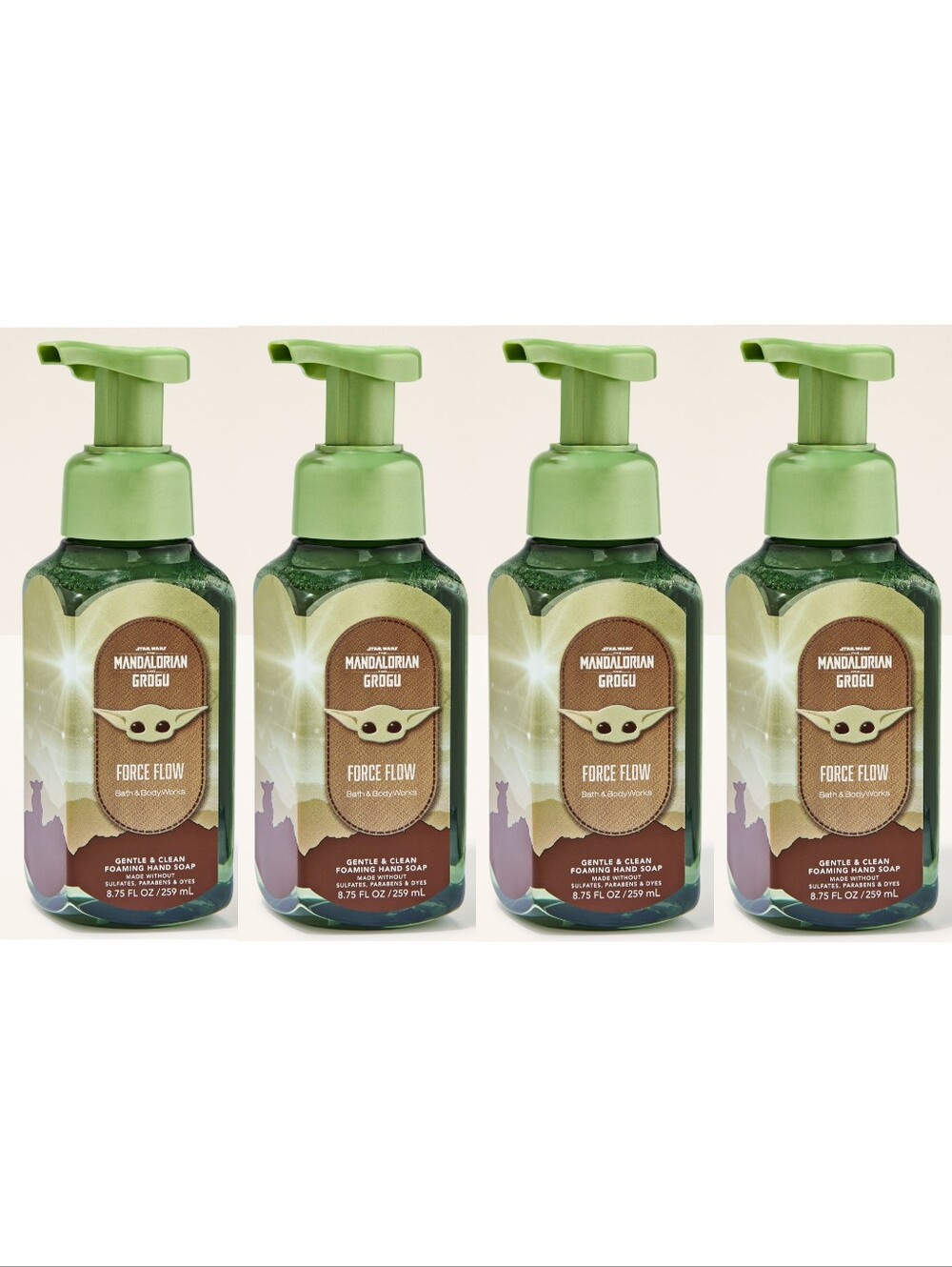Bath & Body Works Mandalorian Grogu Force Flow Foaming Hand Soap Set of 4 NEW
